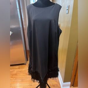NWT Lane Bryant Black Dress with Ostrich Fur Trim. Sz 22